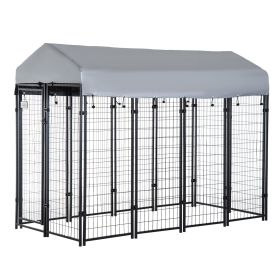8' x 4' x 6' Outdoor Dog Playpen, Kennel with Lockable Door and Water-Resistant Canopy, for Medium/Large Dogs