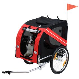 Dog Bike Trailer, Red & Black Pet Cart Wagon, Large Wheels for Off-Road Adventures with Your Pet