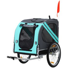 Cargo Bike Trailer for Pets Blue/Grey Large Wheels 3 Entrances Mesh Screen Off-Road Travel Cart