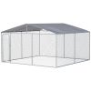 Outdoor Dog Kennel Galvanized Steel Fence with Cover Secure Lock Mesh Sidewalls for Backyard 13' x 13' x 7.5'