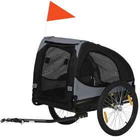 Medium Dog Bike Trailer with Hitch Coupler Quick Release Wheels Reflectors Safety Flag in Sleek Black