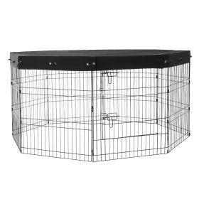 Dog Playpen, 8 Pcs 30"H x 24"W Panels Foldable Metal Pet Exercise Pen, Dog Fence Indoor and Outdoor Pen with Door, 600D Oxford Fabric Top Cover, Pet P