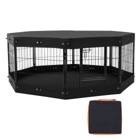 Dog Playpen, 8 Pcs 24 x 24 in Panels Foldable Metal Pet Exercise Pen, Dog Fence Indoor and Outdoor Pen with Door, Storage Bag, Top Cover and Bottom Pa