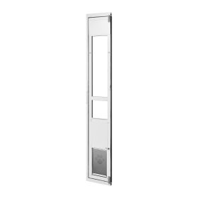 Dog Door for Sliding Glass Door, 75 7/8" to 80 11/16" Adjustable Height, Aluminum Alloy Frame with Flap, Lock Design, for Medium-Sized Dogs, 180° Swin