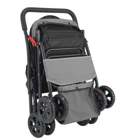 Pet Stroller, 44 lbs Weight Capacity, Foldable Dog Stroller Cart, 4 Wheels Cats Stroller with Mesh Windows & Revrsible Handle, Portable Pet Carrier St