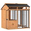 7' x 5' Extra Large Dog House, Wood Outdoor Dog Kennel with Platform, Storage Cabinet for Large Breeds, Yellow