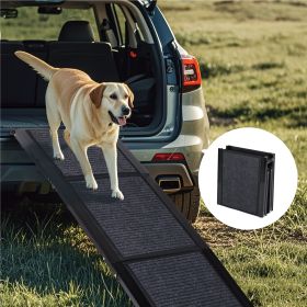65 Inch X 17.2 Inch Folding Dog Car Ramp, Portable Non Slip Pet Ramp Supports Up to 250 LBS for Medium Large Dogs, Suitable for Truck SUV Indoor Outdo