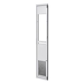 Dog Door for Sliding Glass Door, 75 7/8" to 80 11/16" Adjustable Height, Aluminum Alloy Frame with Flap, Lock Design, for Large-Sized Dogs, 180° Swing