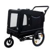 Extra Large 2-in-1 Bike Trailer & Push Cart for Pets - Detachable Bike Hitch & Push Handle Included - All-Terrain Wheels, Quick Release Wheel, Non-Sli