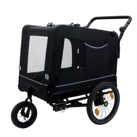 Extra Large 2-in-1 Bike Trailer & Push Cart for Pets - Detachable Bike Hitch & Push Handle Included - All-Terrain Wheels, Quick Release Wheel, Non-Sli
