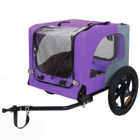 Outdoor Heavy Duty Collapsible Pet Bike Trailer with 16-Inch All-Terrain Wheels & Universal Hitch – Foldable Dog/Cargo Carrier Cart for Bicycles, purp