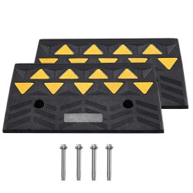 Rubber Curb Ramp 2 Pack, 5" Rise Height Heavy-Duty 33069 lbs/15 T Capacity Threshold Ramps, Driveway Ramps with Stable Grid Structure for Cars, Wheelc