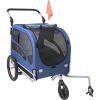 Dog Bike Trailer, Supports up to 100 lbs, 2-in-1 Pet Stroller Cart Bicycle Carrier, Easy Folding Cart Frame with Quick Release Wheels, Universal Bicyc