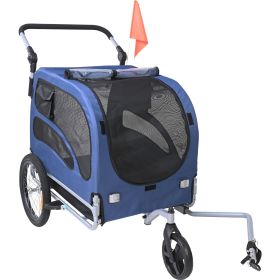 Dog Bike Trailer, Supports up to 100 lbs, 2-in-1 Pet Stroller Cart Bicycle Carrier, Easy Folding Cart Frame with Quick Release Wheels, Universal Bicyc