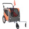 Dog Bike Trailer, Supports up to 66 lbs, 2-in-1 Pet Stroller Cart Bicycle Carrier, Easy Folding Cart Frame with Quick Release Wheels, Universal Bicycl