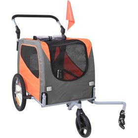 Dog Bike Trailer, Supports up to 66 lbs, 2-in-1 Pet Stroller Cart Bicycle Carrier, Easy Folding Cart Frame with Quick Release Wheels, Universal Bicycl