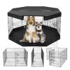 Dog Playpen, 8 Pcs 30"H x 24"W Panels Foldable Metal Pet Exercise Pen, Dog Fence Indoor and Outdoor Pen with Door, Bottom Pad and Top Cover, Pet Playp