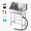34 Inch Stainless Steel Dog Washing Station, Pet Grooming Tub with Hot & Cold Faucet, Showerhead, Storage Rack, No-Bend All-in-One Bathtub, Home Wash