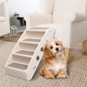 Folding Dog Stairs Cream 24.4"x15.7"x19.5