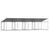 Dog Cage with Roof and Doors Gray 26.2'x6.6'x6.6'Galvanized Steel