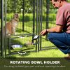 Outdoor Dog Kennel with Rotating Bowl Holders, Walk-in Pet Playpen with Waterproof Cover, 8' x 4' x 6', Green