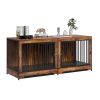 75" Dog Crate Furniture for 2 Dogs, Extra Large Double Dog Crate Furniture Large Breed with Divider & Double Doors, Large Wooden Dog Crate Furniture T