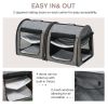 39" Portable Twin Compartment Show House Cat Cage/Condo, Soft-Sided Pet kennel, Dual Compartment, Soft Cushions & Storage Bag, Gray