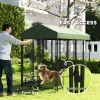 Outdoor Dog Kennel with Rotating Bowl Holders, Walk-in Pet Playpen with Waterproof Cover, 8' x 4' x 6', Green