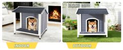Outdoor Dog House, Weatherproof Wooden Dog Shelter with Asphalt Roof, Raised Floor Design, Easy Assembly, for Small to Medium Dogs