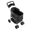 Pet Stroller, 35 lbs Weight Capacity, Foldable Dog Stroller Cart, 4 Wheels Cats Pram with Detachable Carrier & Mesh Windows, Portable Animal Carrier w