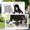 Foldable Doggy Stroller for Medium Large Dogs, Pet Stroller with Storage, Smooth Ride with Shock Absorption, Mesh Window & Safety Leash, Black