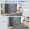 Pet Feeding Station, Dog Food Storage Cabinet w/ Adjustable Raised Bowls, White