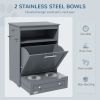 Pet Feeding Station, Dog Food Storage Cabinet w/ Adjustable Raised Bowls, White