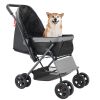 Pet Stroller, 44 lbs Weight Capacity, Foldable Dog Stroller Cart, 4 Wheels Cats Stroller with Mesh Windows & Revrsible Handle, Portable Pet Carrier St
