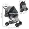 Pet Stroller, 44 lbs Weight Capacity, Foldable Dog Stroller Cart, 4 Wheels Cats Stroller with Mesh Windows & Revrsible Handle, Portable Pet Carrier St