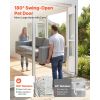 Dog Door for Sliding Glass Door, 75 7/8" to 80 11/16" Adjustable Height, Aluminum Alloy Frame with Flap, Lock Design, for Large-Sized Dogs, 180° Swing