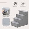 Pet Stairs Small Dog Steps for Couch Bed with Cushioned Cover Grey