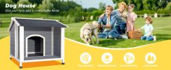 Outdoor Dog House, Weatherproof Wooden Dog Shelter with Asphalt Roof, Raised Floor Design, Easy Assembly, for Small to Medium Dogs