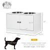 Elevated Dog Bowls with Storage Cabinet, Large 44L Capacity, Raised Dog Bowl Stand, Pet Food Bowl Feeding Station, White