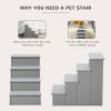 Pet Stairs Small Dog Steps for Couch Bed with Cushioned Cover Grey