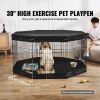 Dog Playpen, 8 Pcs 30"H x 24"W Panels Foldable Metal Pet Exercise Pen, Dog Fence Indoor and Outdoor Pen with Door, Bottom Pad and Top Cover, Pet Playp