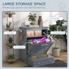 Pet Feeding Station, Dog Food Storage Cabinet w/ Adjustable Raised Bowls, White