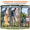Large Dog Kennel Outdoor with Roof, 3 Doors, Expandable Heavy Duty Dog Kennel Dog Run for All Breed Sizes, 6' x 4' x 6'