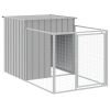 Dog House with Run Light Gray 43.3"x239.8"x43.3" Galvanized Steel
