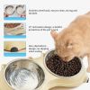 Anti slip base double cat food bowl, yellow stainless steel food and water bowl, easy to clean and detachable design, cat and dog pet feeder
