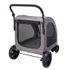 Pet Stroller, 4 Wheels Dog Stroller with Brakes, 160lbs Weight Capacity, Portable Puppy Stroller Carrier with Breathable Mesh Windows & Height-Adjusta