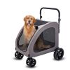 Pet Stroller, 4 Wheels Dog Stroller with Brakes, 160lbs Weight Capacity, Portable Puppy Stroller Carrier with Breathable Mesh Windows & Height-Adjusta