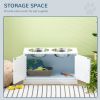Elevated Dog Bowls with Storage Cabinet, Large 44L Capacity, Raised Dog Bowl Stand, Pet Food Bowl Feeding Station, White