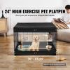 Dog Playpen, 4 Pcs 24 x 36 in Panels Foldable Metal Pet Exercise Pen, Dog Fence Indoor and Outdoor Pen with Door, Top Cover, and Bottom Pad, Pet Playp