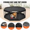 Dog Playpen, 8 Pcs 24 x 24 in Panels Foldable Metal Pet Exercise Pen, Dog Fence Indoor and Outdoor Pen with Door, Storage Bag, Top Cover and Bottom Pa